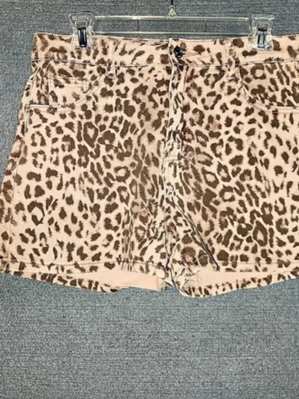 #466 Luvamia Women's High Rise Jean Short Cheetah Leopard Print Jean